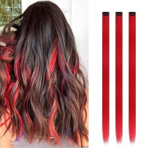Brand New: 3 piece Clip in Red Hair Extensions - Still in Packaging